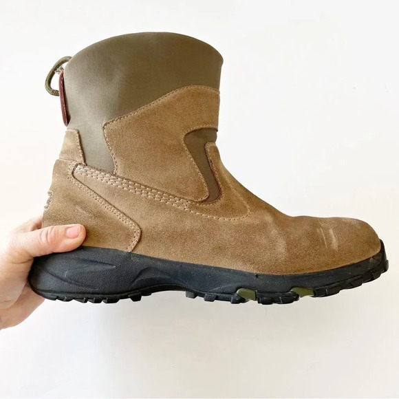 LL Bean Thinsulate Taupe Suede 8” Boot Men’s Size 11 Pull-on Style Neoprene Cuff - Picture 2 of 15